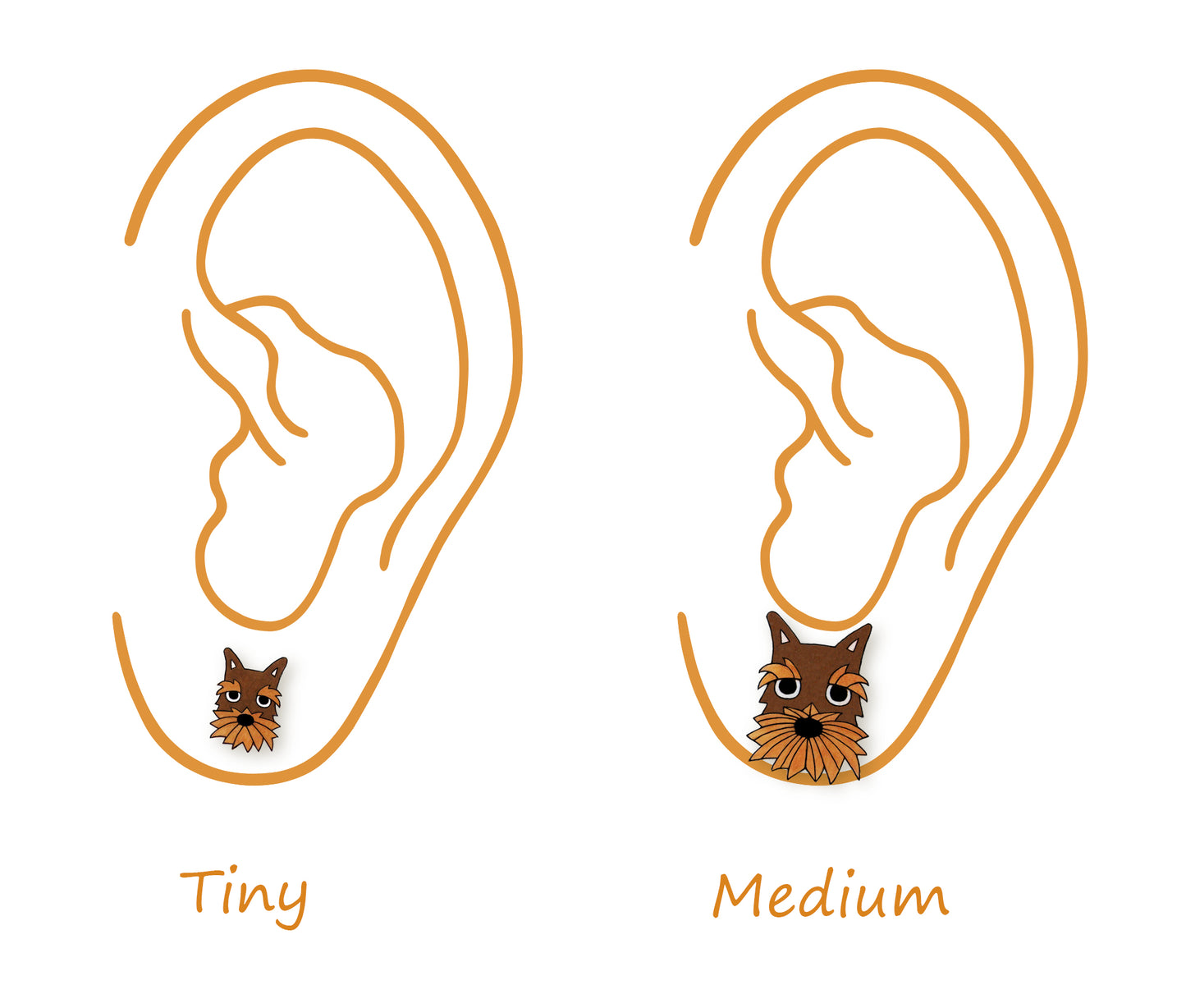 Tiny Brown Chocolate Schnauzer Stud Earrings | Hypoallergenic Handmade Dog Jewelry