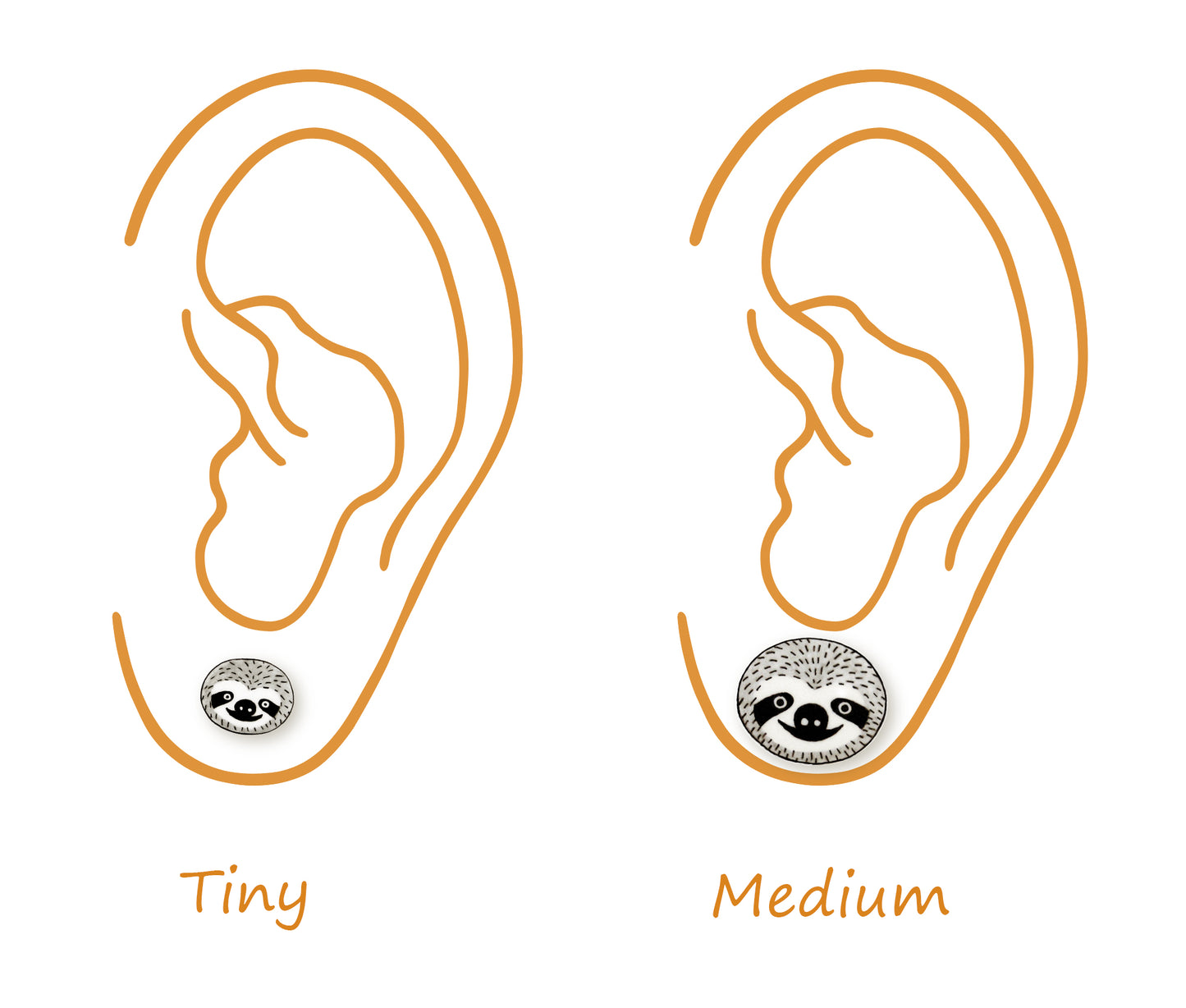 Tiny Sloth Stud Earrings | Hypoallergenic Cute Handmade Jewelry