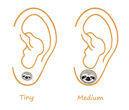 Tiny Sloth Stud Earrings | Hypoallergenic Cute Handmade Jewelry