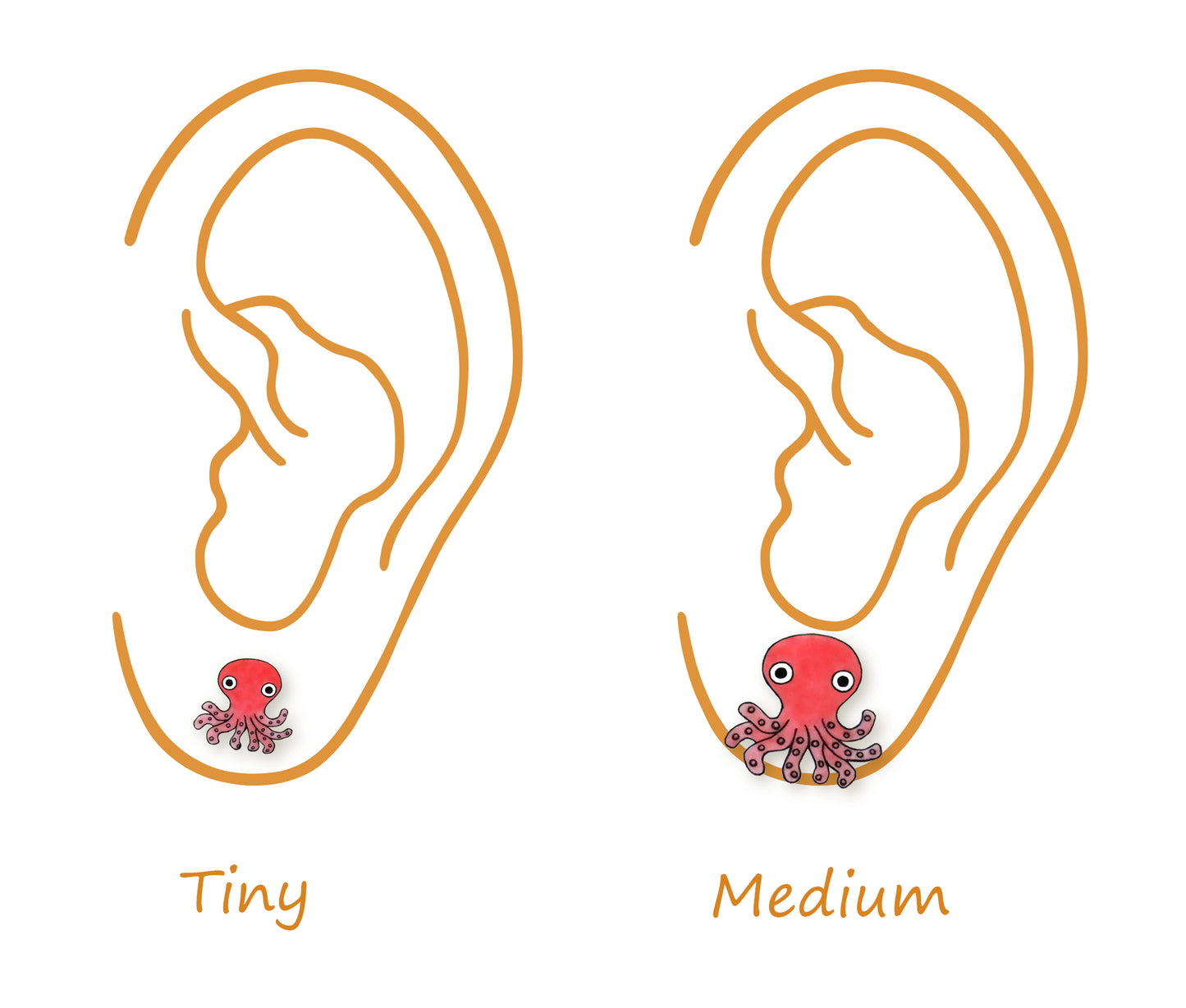 Tiny Pink Octopus Stud Earrings | Hypoallergenic Sea Creature Jewelry