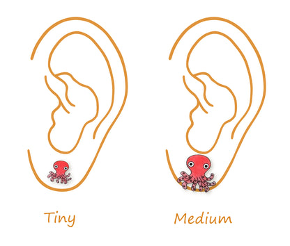 Tiny Pink Octopus Stud Earrings | Hypoallergenic Sea Creature Jewelry
