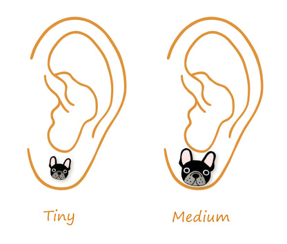 Tiny Black French Bulldog Stud Earrings | Hypoallergenic Dog Mom Gift