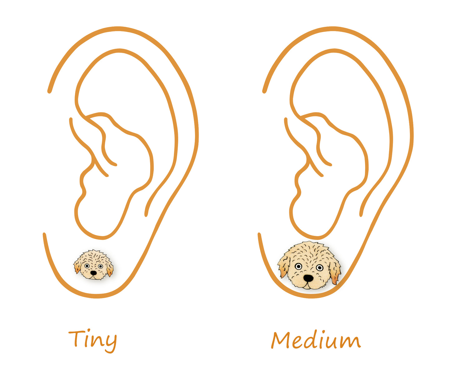 Tiny Labradoodle Goldendoodle Stud Earrings | Apricot Cream Dog Jewelry