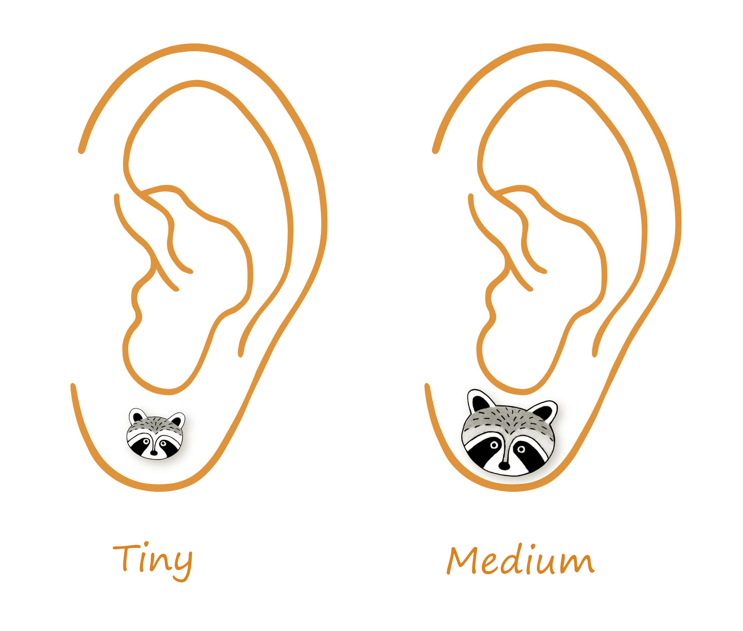 Tiny Raccoon Stud Earrings | Hypoallergenic Woodland Jewelry