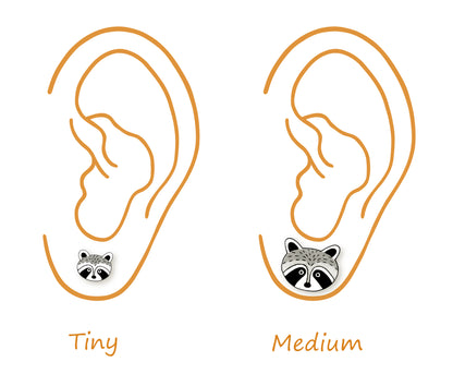 Tiny Raccoon Stud Earrings | Hypoallergenic Woodland Jewelry