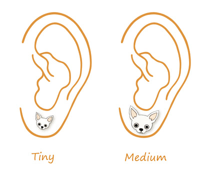 Tiny White Chihuahua Stud Earrings | Hypoallergenic Handmade Dog Jewelry