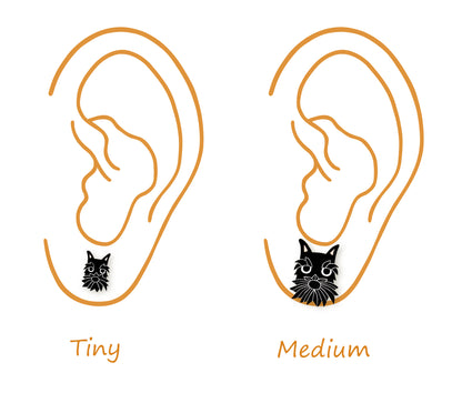 Tiny Black Schnauzer Stud Earrings | Hypoallergenic Dog Lover Gift