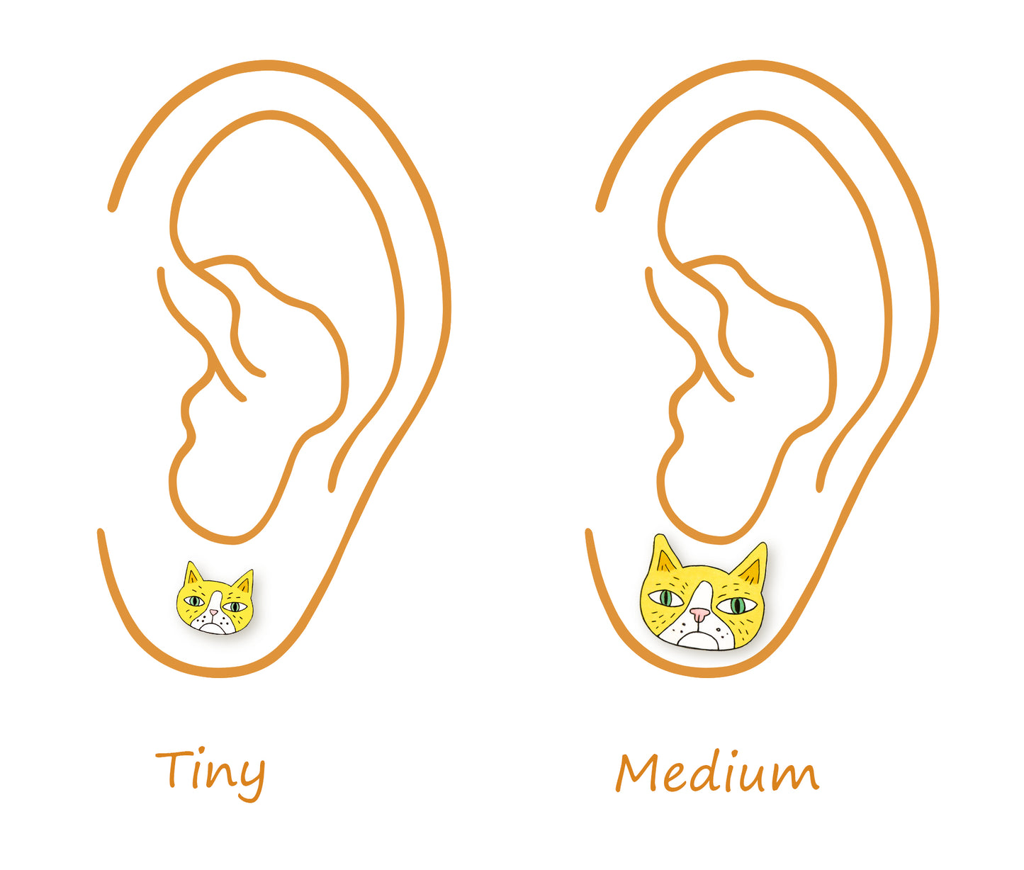 Yellow Cat Stud Earrings