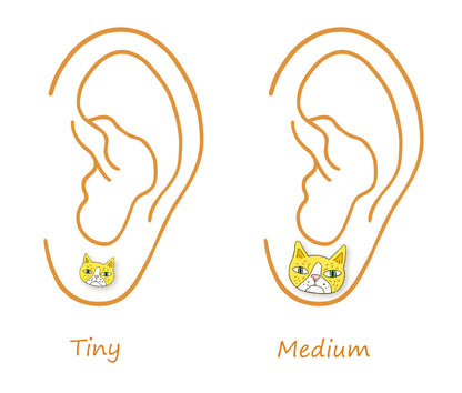 Yellow Cat Stud Earrings