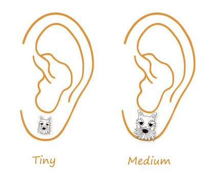 Tiny White Schnauzer Stud Earrings | Hypoallergenic Dog Jewelry