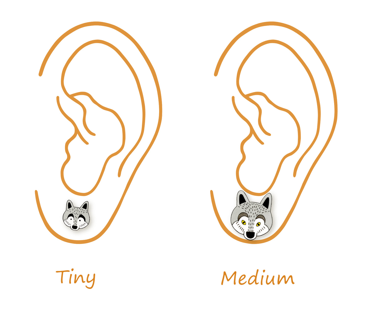 Tiny Wolf Stud Earrings | Hypoallergenic Woodland Jewelry