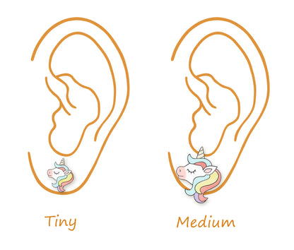 Tiny Rainbow Pastel Unicorn Stud Earrings | Hypoallergenic Jewelry