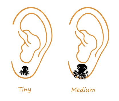 Tiny Black Octopus Stud Earrings | Hypoallergenic Sea Creature Jewelry