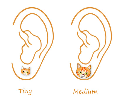 Tiny Orange Tabby Cat Stud Earrings | Handcrafted Ginger Cat Jewelry