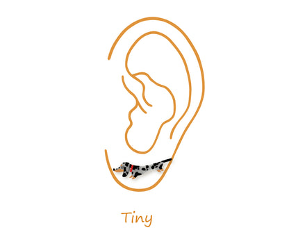 Tiny Dapple Dachshund Stud Earrings | Hypoallergenic Dog Jewelry | Doxie Lover Gift