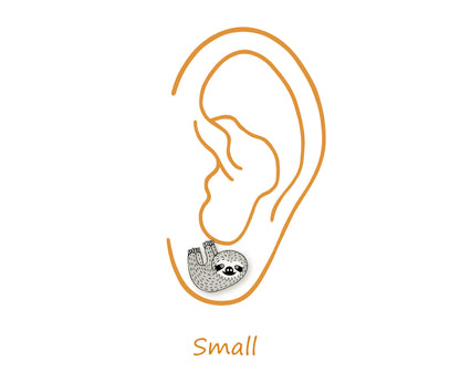 Hanging Sloth Stud Earrings | Hypoallergenic Animal Jewelry