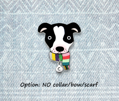 Black & White Pit Bull Pin | Handmade Pitbull Lover Gift