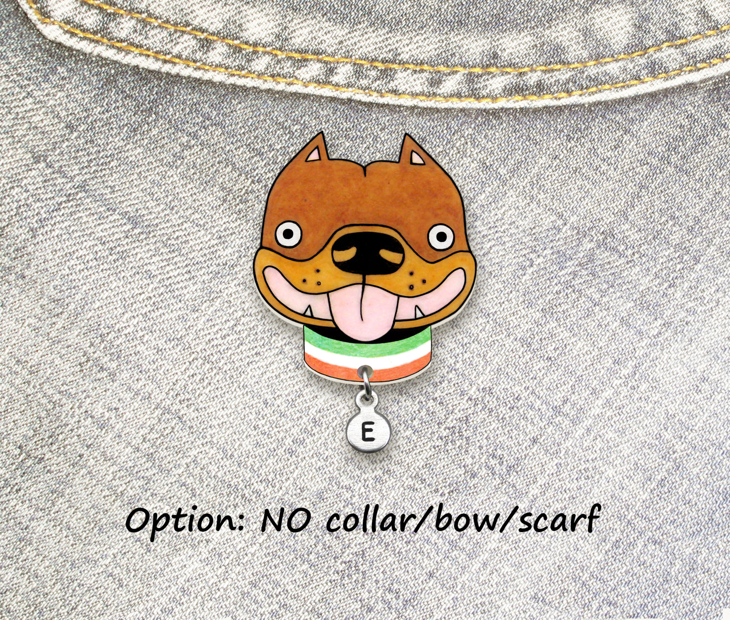 Brown Tan Pit Bull Pin | Cute Ear Cropped Pitbull Jewelry