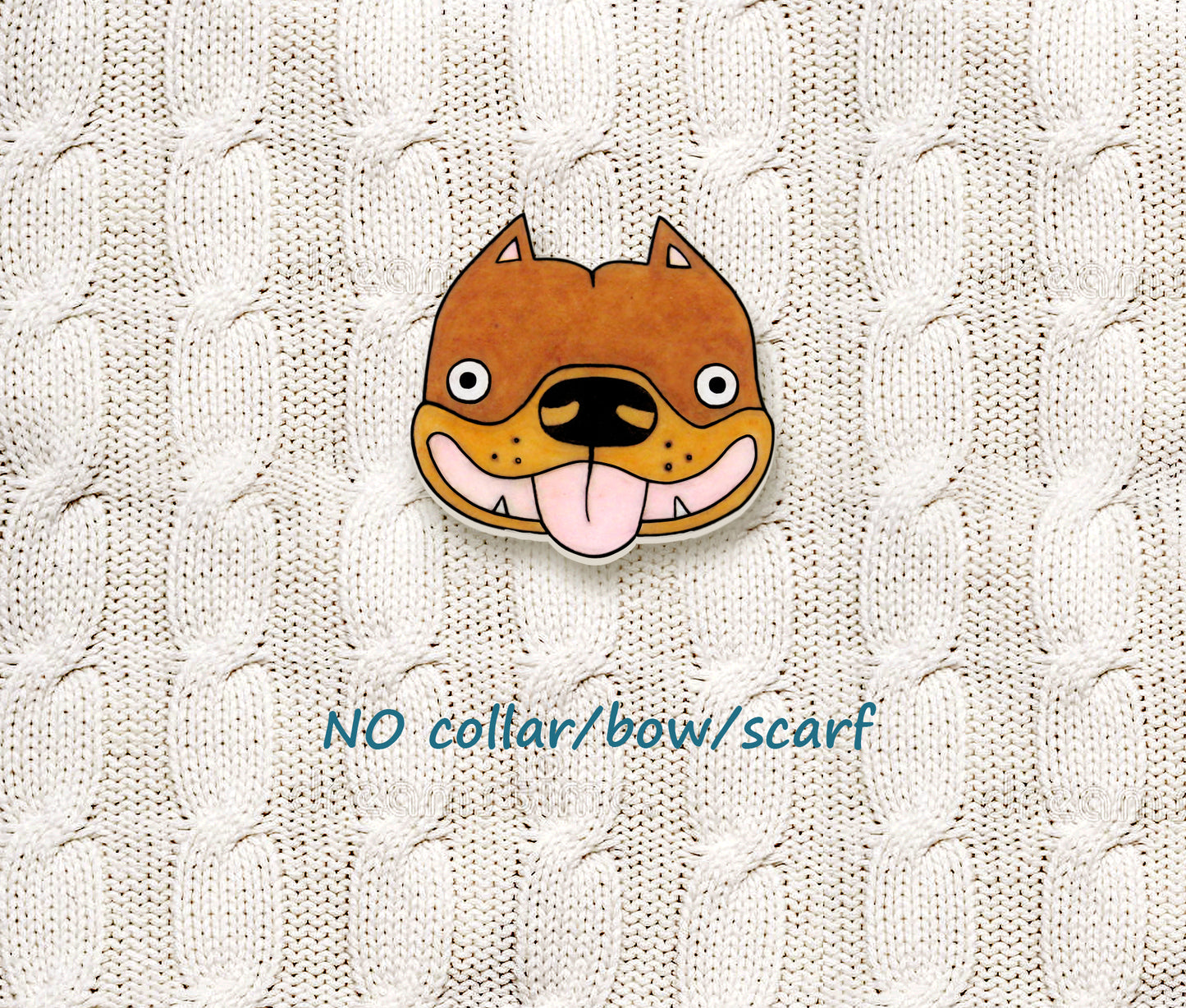 Brown Tan Pit Bull Pin | Cute Ear Cropped Pitbull Jewelry