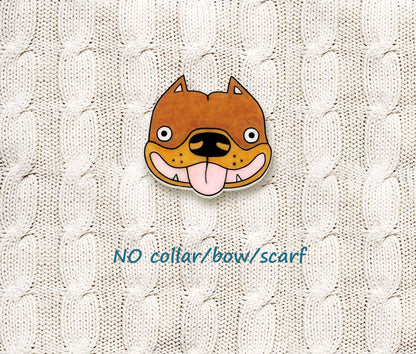 Brown Tan Pit Bull Pin | Cute Ear Cropped Pitbull Jewelry