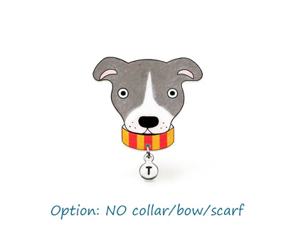 Blue Gray Lilac & White Pit Bull Pin | Handmade Dog Lover Gift