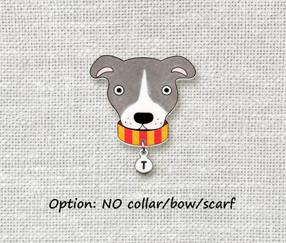 Blue Gray Lilac & White Pit Bull Pin | Handmade Pitbull Dog Lover Gift