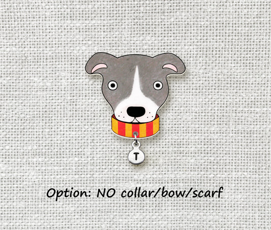 Blue Gray Lilac & White Pit Bull Pin | Handmade Pitbull Dog Lover Gift