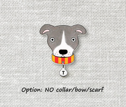 Blue Gray Lilac & White Pit Bull Pin | Handmade Dog Lover Gift