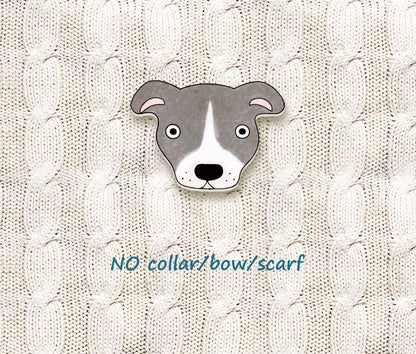 Blue Gray Lilac & White Pit Bull Pin | Handmade Dog Lover Gift