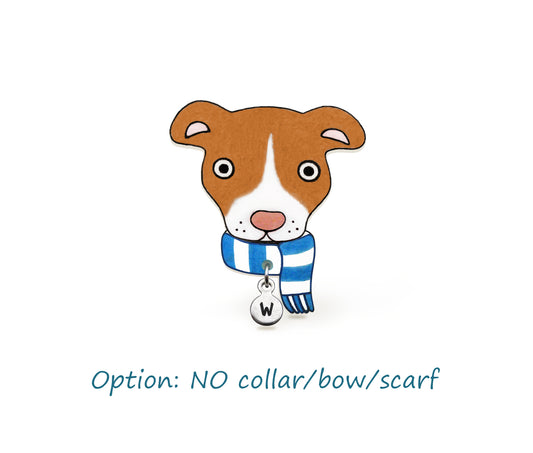 Red & White Red Nose Pit Bull Pin | Unique Handmade Pitbull Brooch
