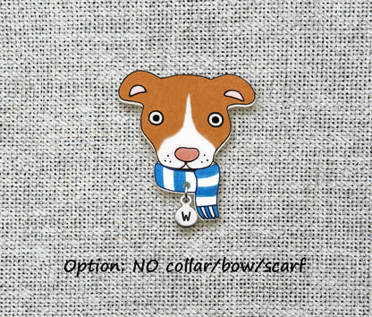 Red & White Red Nose Pit Bull Pin | Unique Handmade Pitbull Brooch