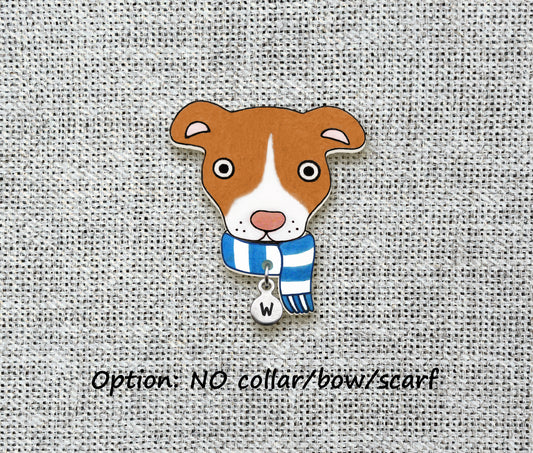 Red & White Red Nose Pit Bull Pin | Unique Handmade Pitbull Brooch