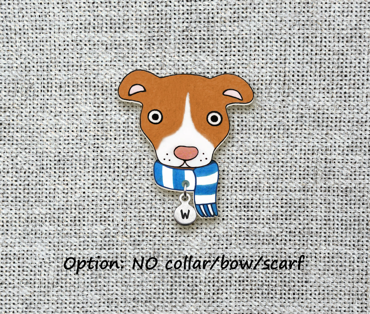 Red & White Red Nose Pit Bull Pin | Unique Handmade Pitbull Brooch