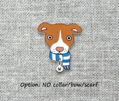 Red & White Red Nose Pit Bull Pin | Unique Handmade Pitbull Brooch