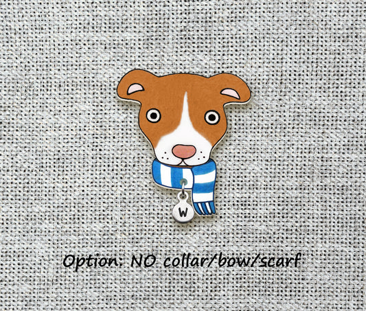 Red & White Red Nose Pit Bull Pin | Unique Handmade Pitbull Brooch
