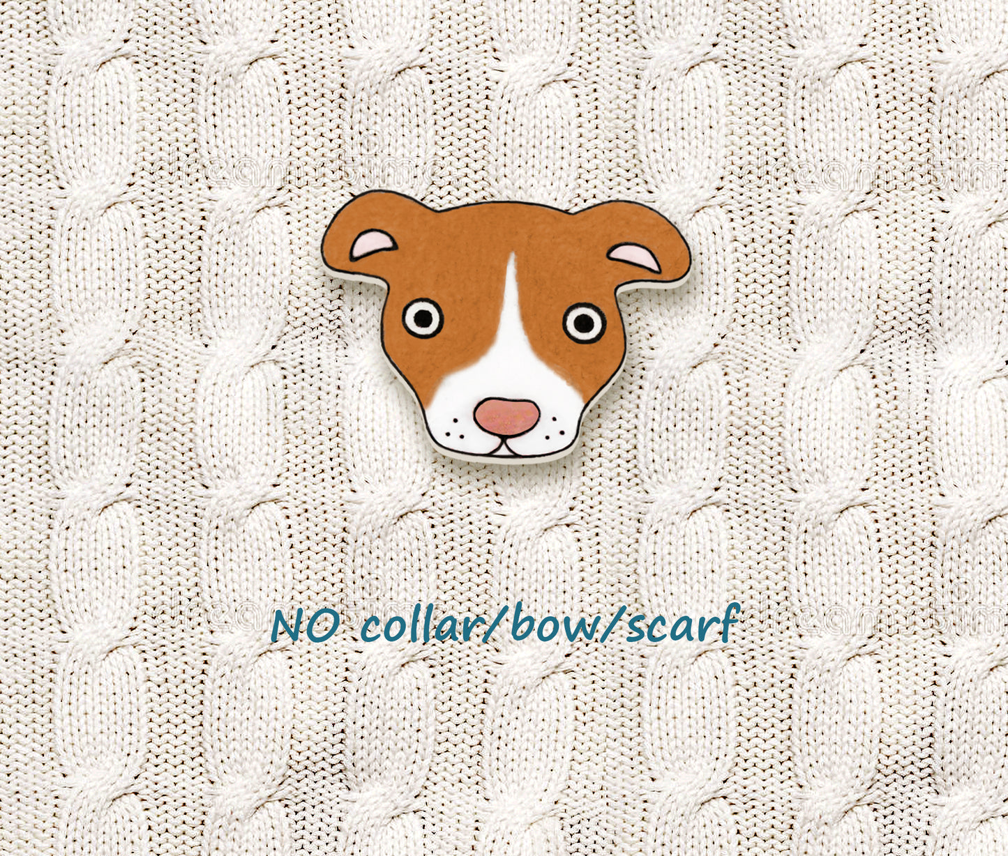 Red & White Red Nose Pit Bull Pin | Unique Handmade Pitbull Brooch