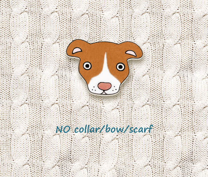 Red & White Red Nose Pit Bull Pin | Unique Handmade Pitbull Brooch