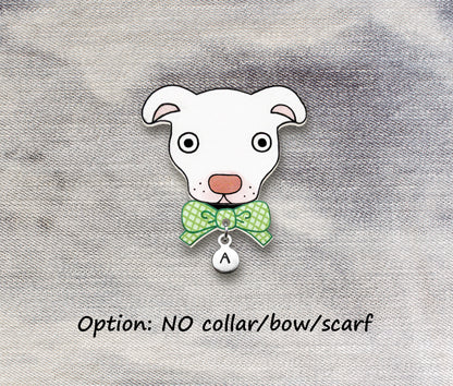 White Red Nose Pit Bull Pin | Unique Pitbull Lover Gift