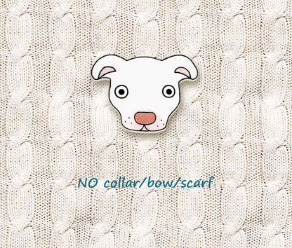 White Red Nose Pit Bull Pin | Unique Pitbull Lover Gift