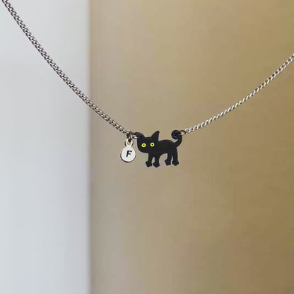 Tiny Black Cat Necklace | Hypoallergenic Halloween Witch Jewelry | Minimalist Cat
