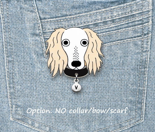 White Saluki Pin | Unique Dog Brooch