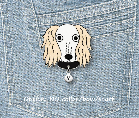 White Saluki Pin | Unique Dog Brooch