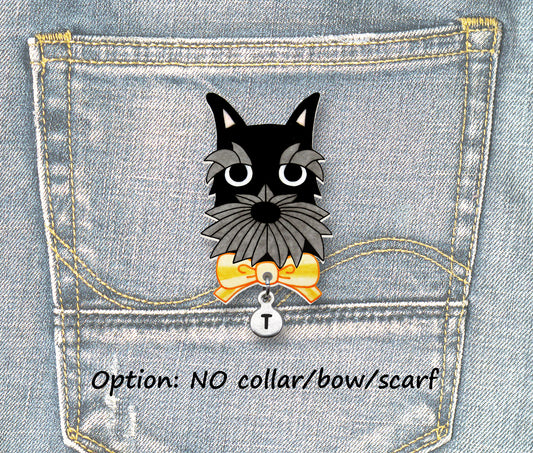 Black Gray Schnauzer Pin | Unique Dog Lover Brooch