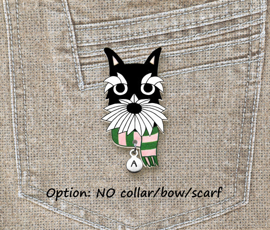 Black Silver Schnauzer Pin | Handmade Dog Lover Gift