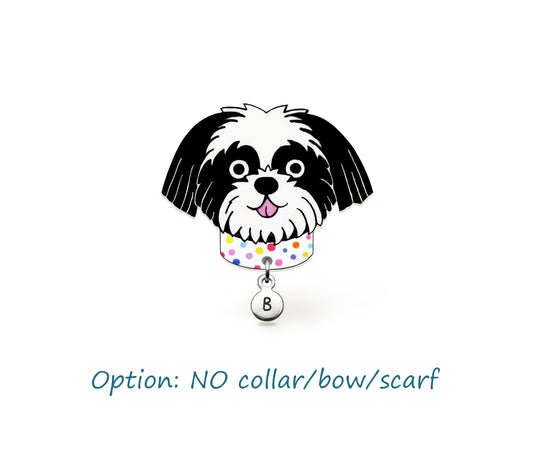 Black & White Shih Tzu Pin | Cute Handmade Dog Brooch