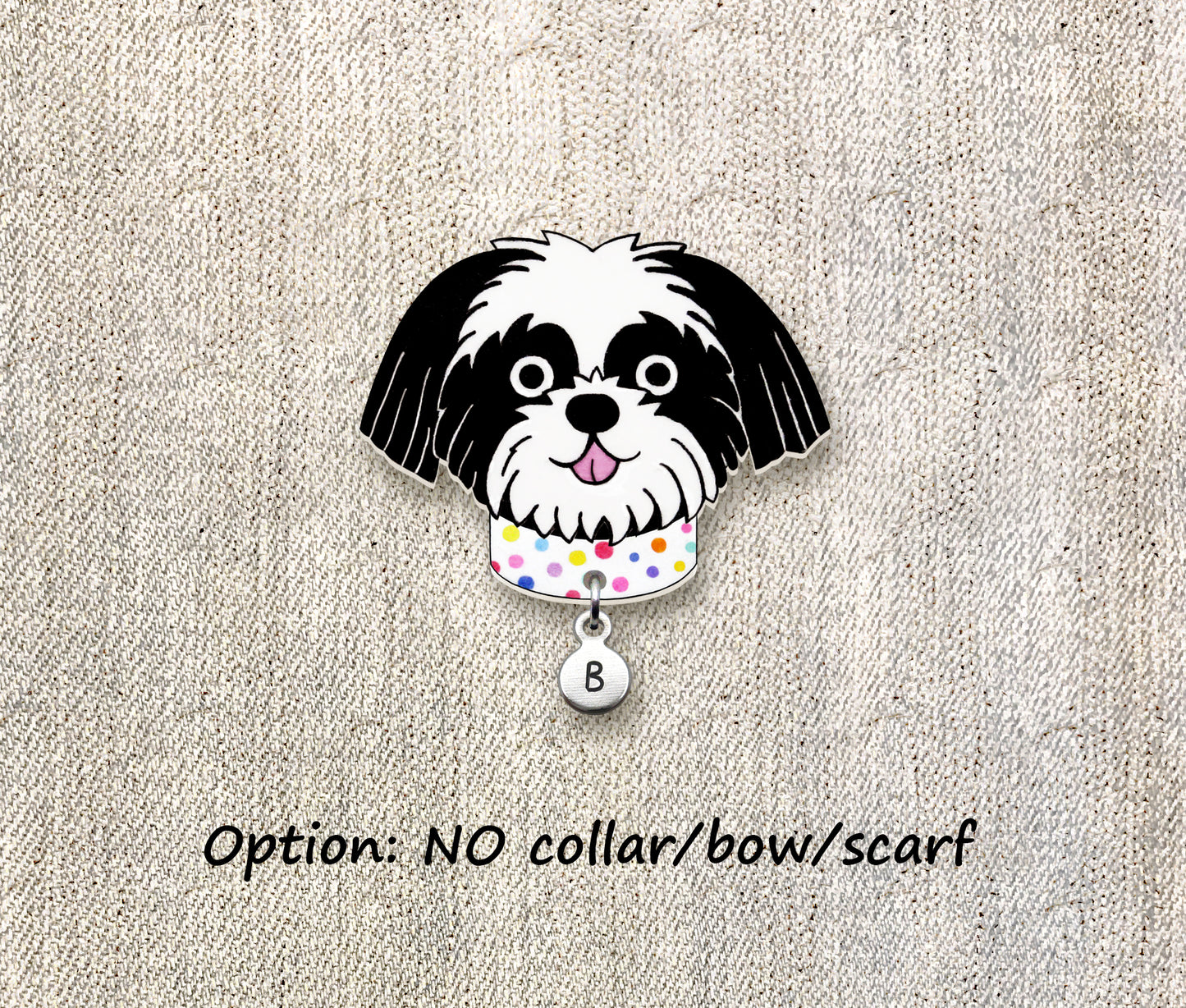 Black & White Shih Tzu Pin | Cute Handmade Dog Brooch