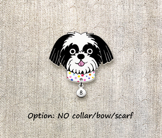 Black & White Shih Tzu Pin | Cute Handmade Dog Brooch