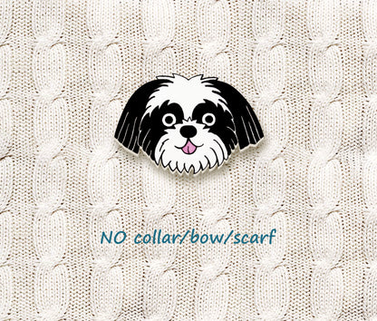 Black & White Shih Tzu Pin | Cute Handmade Dog Brooch