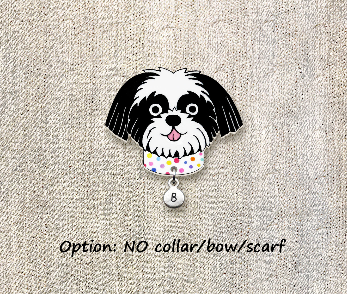 Black & White Shih Tzu Pin | Cute Handmade Dog Brooch