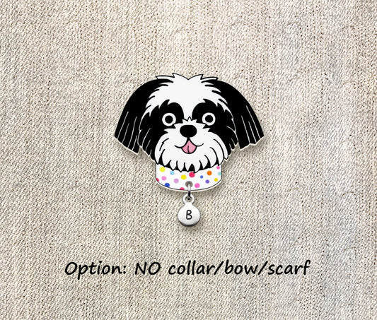 Black & White Shih Tzu Pin | Cute Handmade Dog Brooch